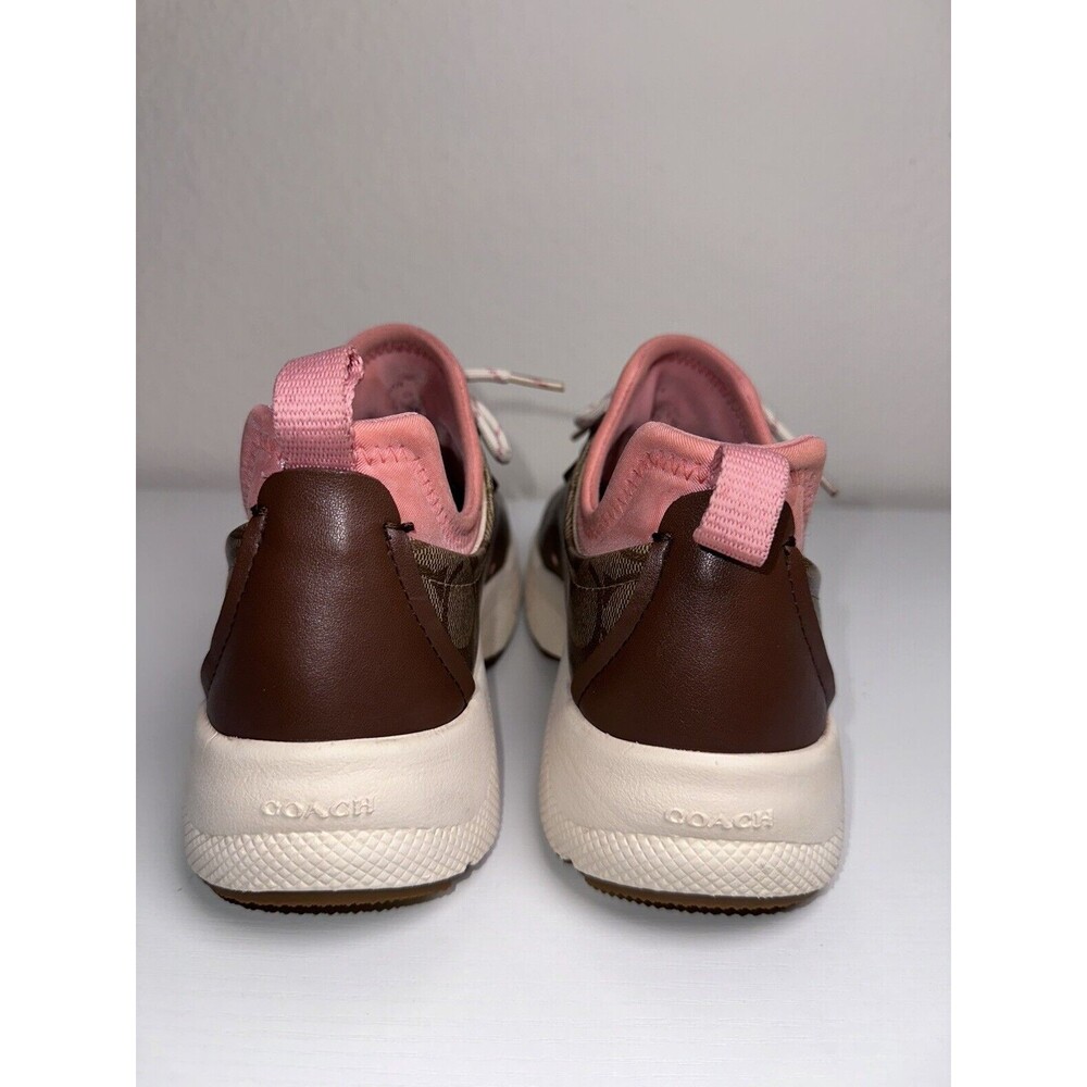 Coach Women’s Brown/Pink Signature Logo Low Top Lace-Up Sneaker C5774 Size 8.5B - Picture 6 of 9
